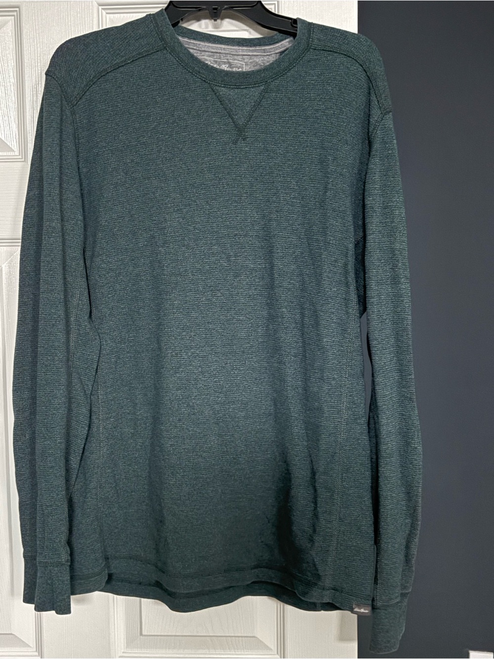 Eddie Bauer Men's Heather Teal Crewneck Sweater